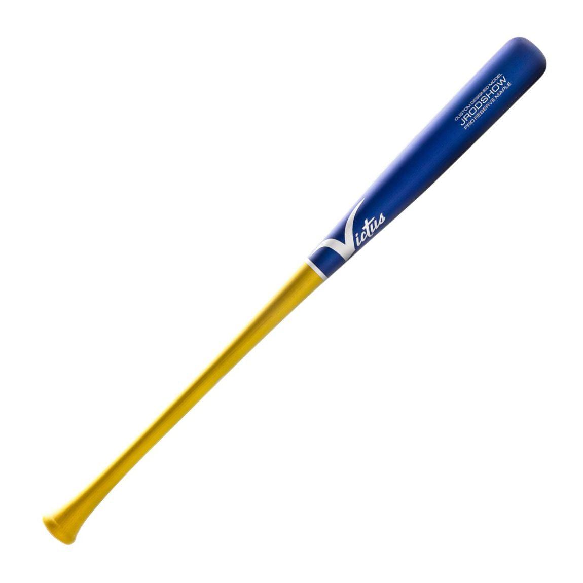 A yellow and blue aluminum baseball bat