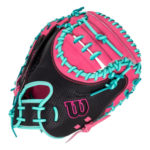 WILSON A1000 CM33 SUPERSKNAKE SKIN 33" CATCHERS MITT PINK/BLACK RIGHT THROW