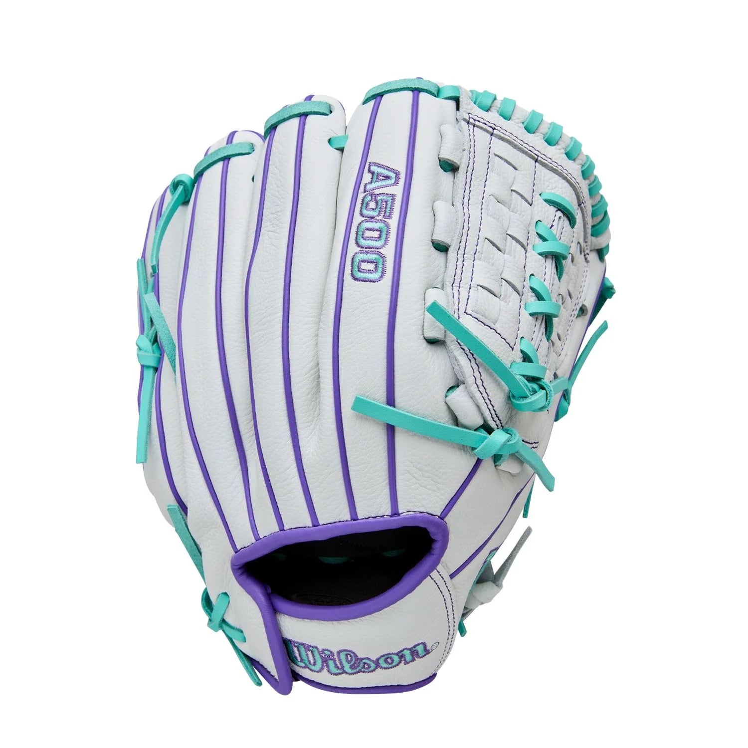 WILSON A500 SIREN 11.75" WHITE/SEAFOAM/PURPLE RIGHT THROW GLOVE