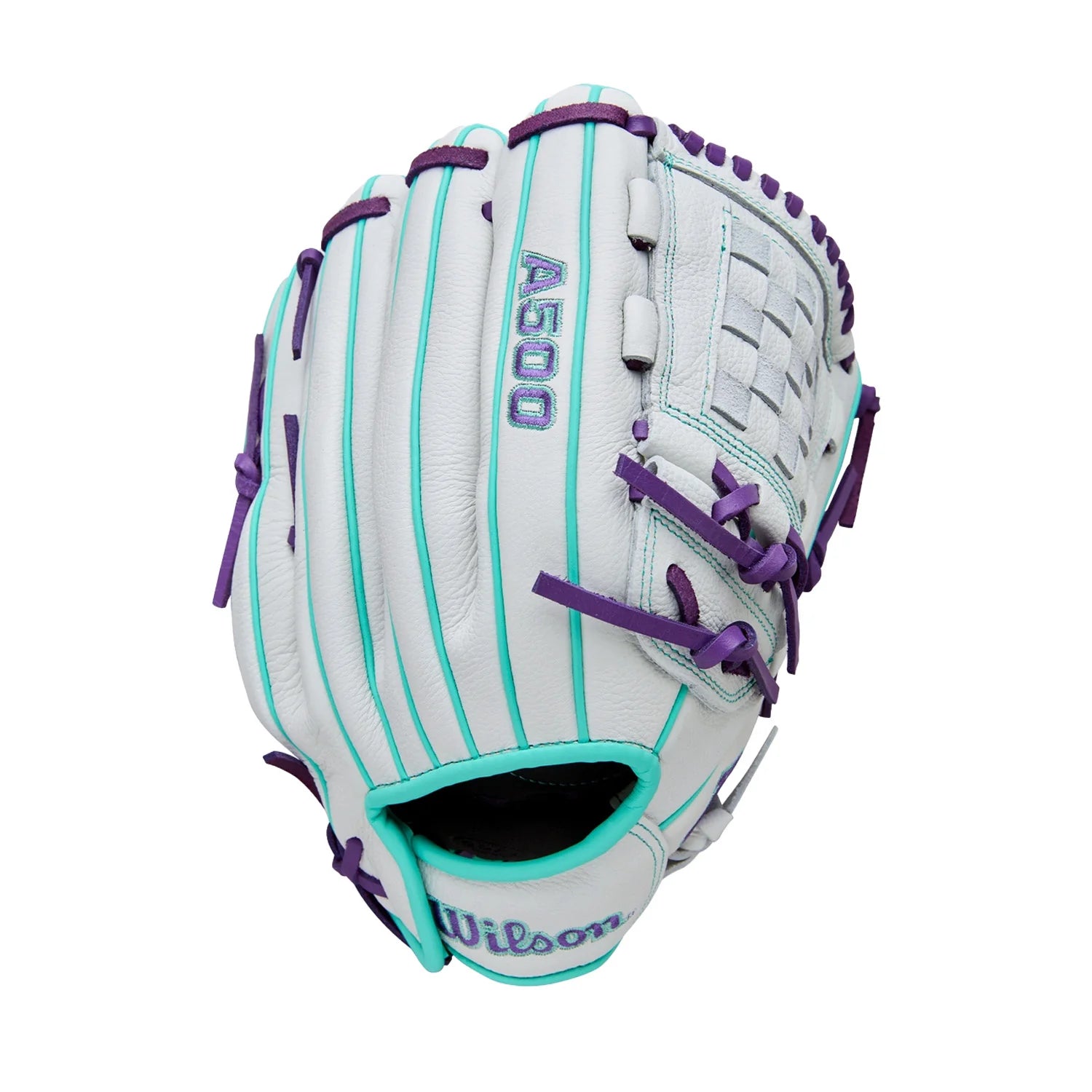 WILSON A500 SIREN 12" WHITE/SEAFOAM/PURPLE RIGHT THROW GLOVE
